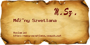 Mány Szvetlana névjegykártya